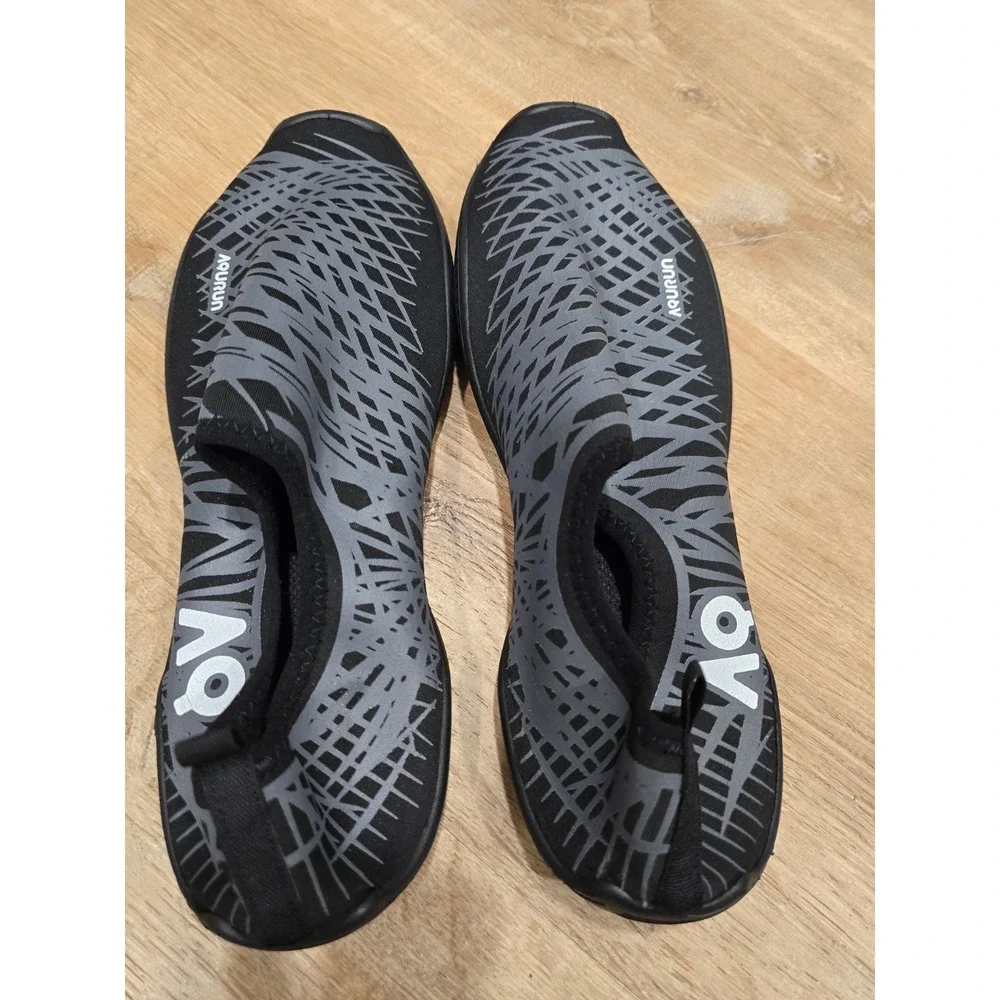 AQUARUN Unisex Water Shoes Aqua Socks Quick Dry Black Gray 280mm Beach Swim Pool